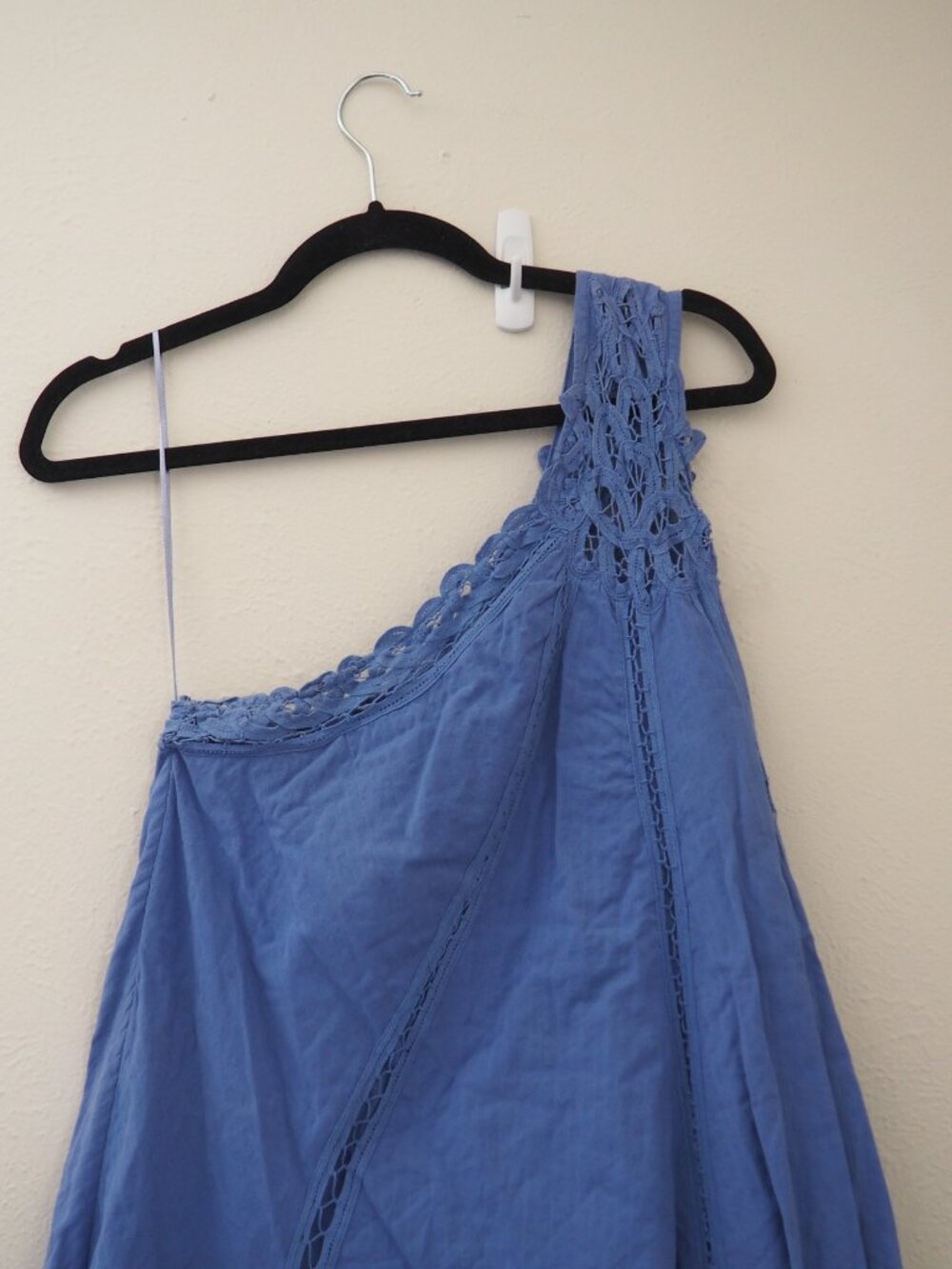 Free People Billie Battenburg One Shoulder Crochet Embroidered Dress sz M - Picture 7 of 10